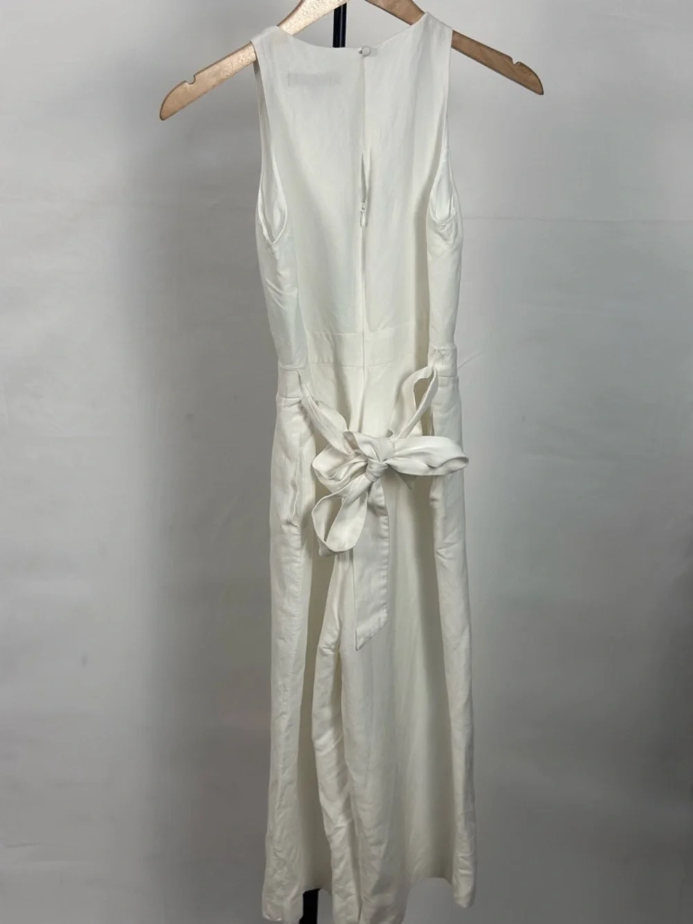 Banana Republic White Sleeveless Tie-Waist Linen Blend Jumpsuit